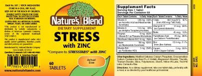 Etiqueta NAT B Stress Formula Zinc TB