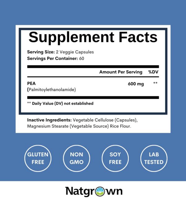 Etiqueta de ingredientes Natgrown PEA