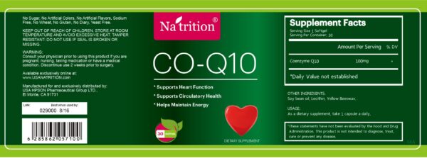 Etiqueta frontal de Na'trition CoQ10