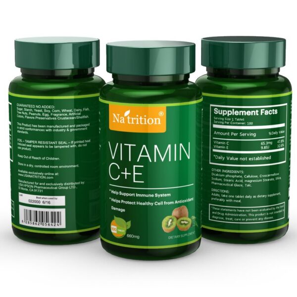 Na'trition tabletas vitamina c y e doble antioxidante para salud