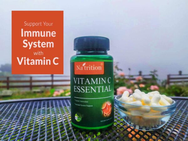 Frasco de Na'trition Vitamina C 1000 mg cápsulas veganas Citrus