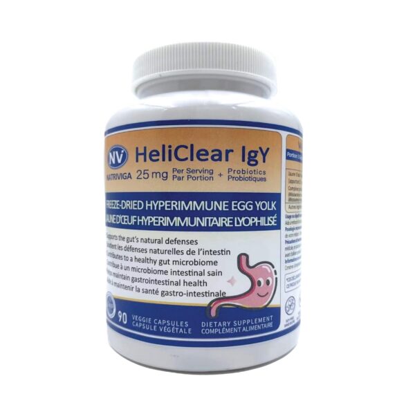 Frasco NATRIVIGA Heliclear IgY y probióticos 90 cápsulas