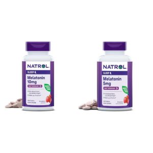 Frascos de Natrol melatonina 10mg y 5mg sabor fresa para dormir