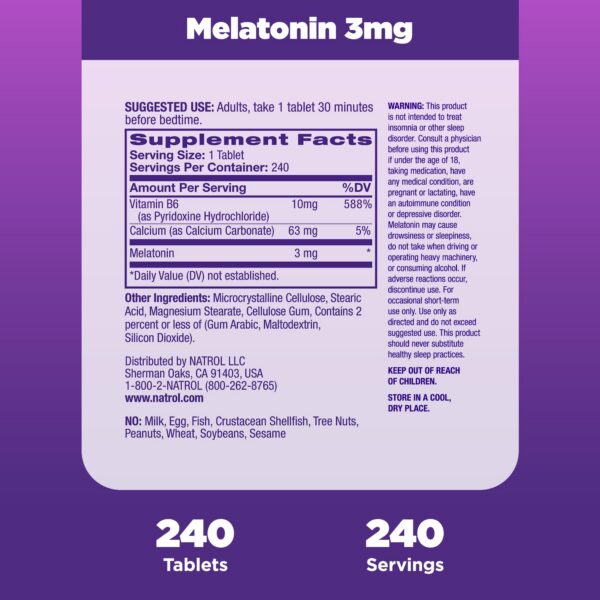 Natrol melatonina sin alérgenos comunes, suplemento para adultos