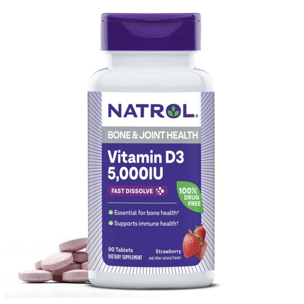 Natrol vitamina d3 tabletas 5000 UI sabor fresa