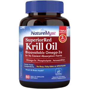 NatureMyst krill oil botella con etiqueta