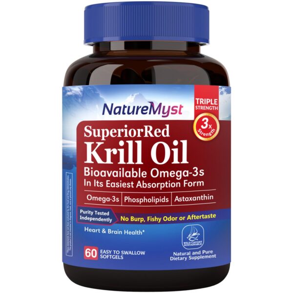 NatureMyst krill oil botella con etiqueta