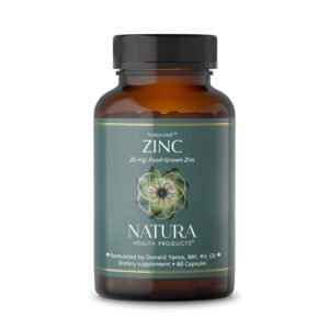 Natura Health zinc 25 mg cápsulas frasco