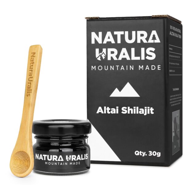Envase de Natura Uralis Altai Shilajit y resina oscura