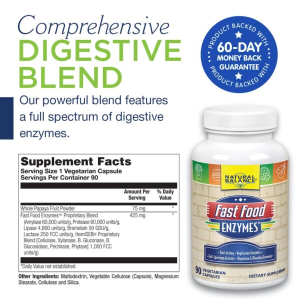 Frasco de Natural Balance Fast Food Enzymes visto de lado