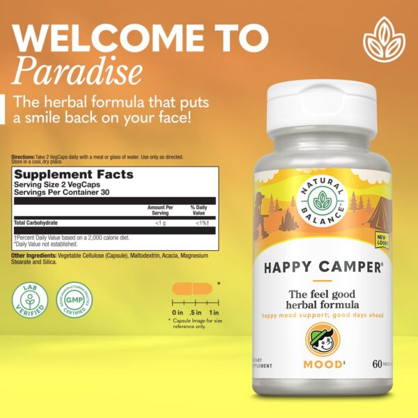 Etiqueta del suplemento Natural Balance Happy Camper