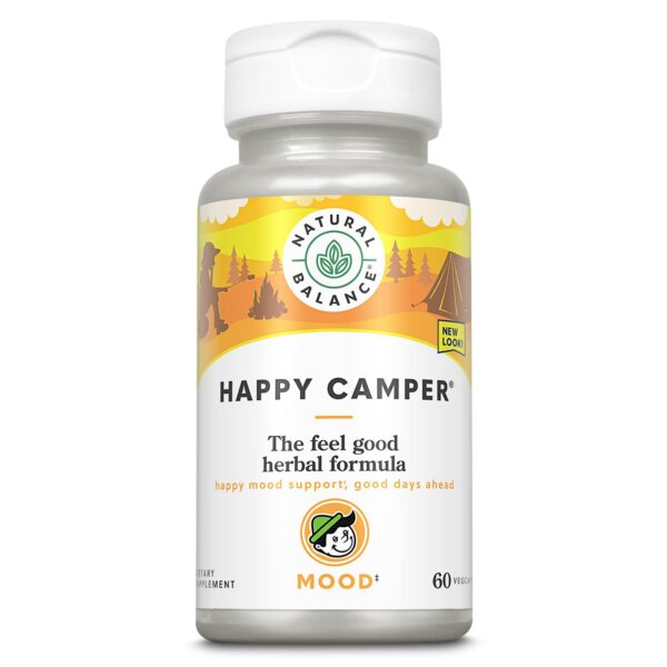 Frasco de Natural Balance Happy Camper con cápsulas vegetales