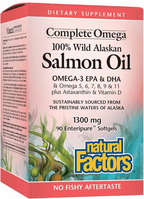 Etiqueta frontal NATURAL FACTORS Aceite Salmón Salvaje