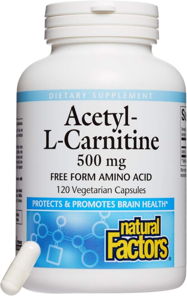 Frente de etiqueta Natural Factors Acetyl L-Carnitine 500 mg