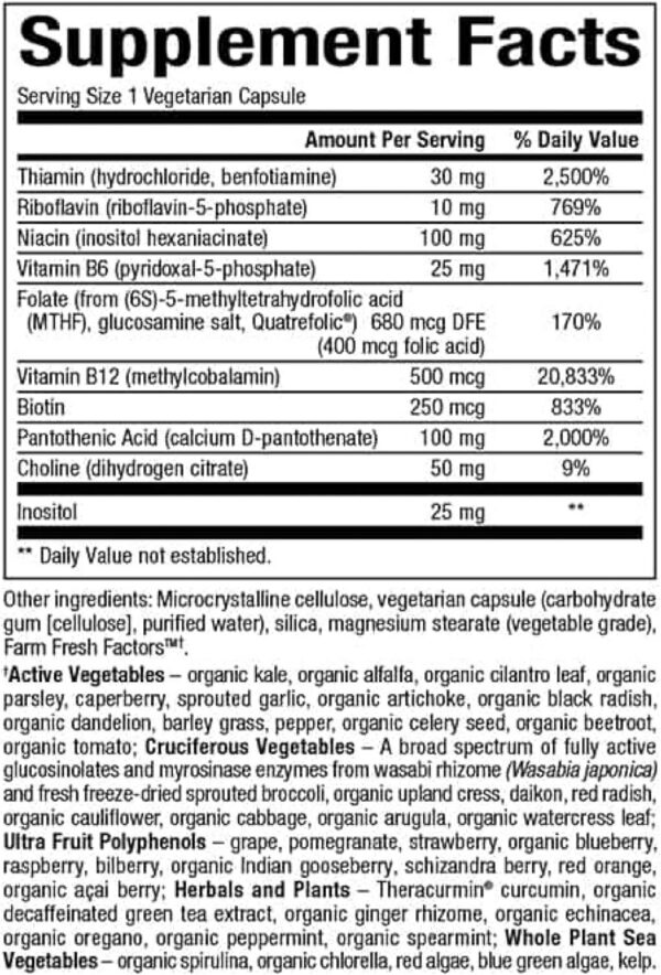 Natural Factors complejo B activo cápsulas y botella
