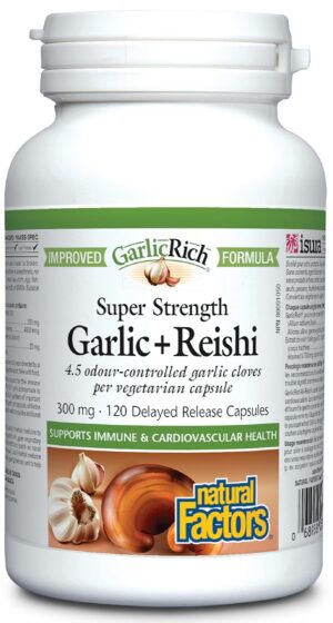 Natural Factors GarlicRich ajo y reishi cápsulas 120 vegetarianas