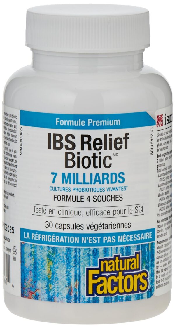 Natural Factors IBS Relief Biotic probiótico 30 cápsulas frasco