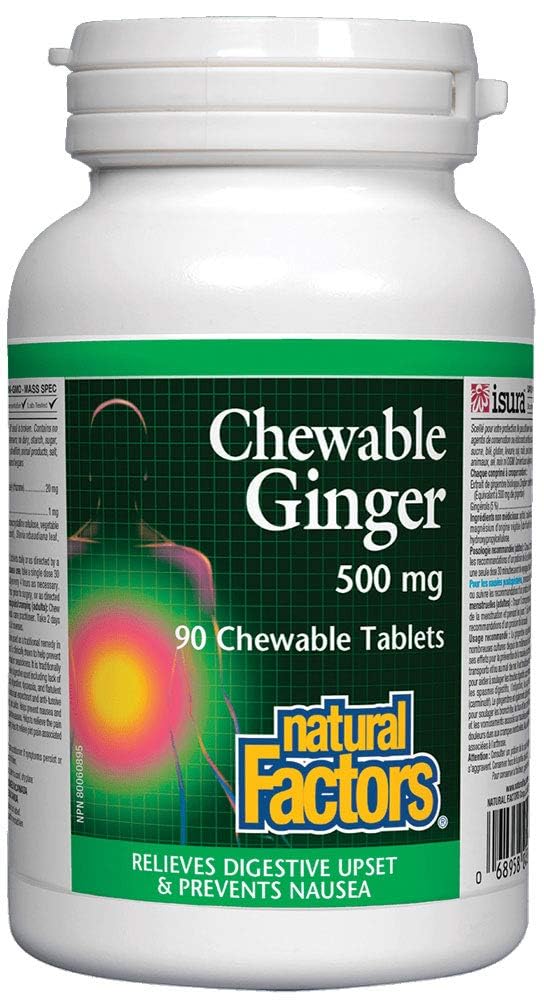 Natural Factors jengibre masticable 500 mg botella 90 tabletas