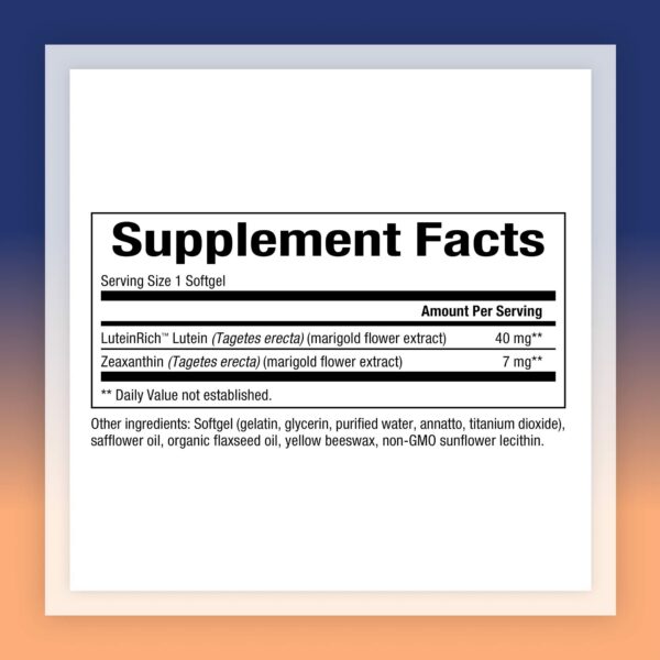 Etiqueta frontal de luteína