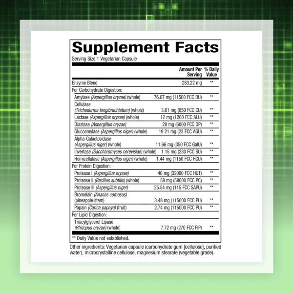 Etiqueta de Natural Factors multienzima vegetariana