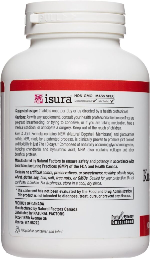 Detalle de etiqueta de producto NEM Knee & Joint