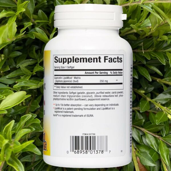 Etiqueta del producto Natural Factors Quercetina Lipomicel Gel