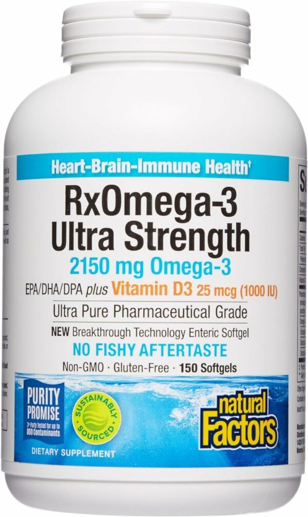 Version 1.0.0 Frontal de la botella Natural Factors RxOmega-3 Ultra Strength