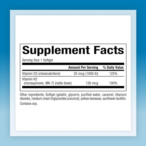 Natural Factors suplemento D3 K2 envase posterior con información