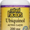 Etiqueta frontal de Natural Factors Ubiquinol 200 mg