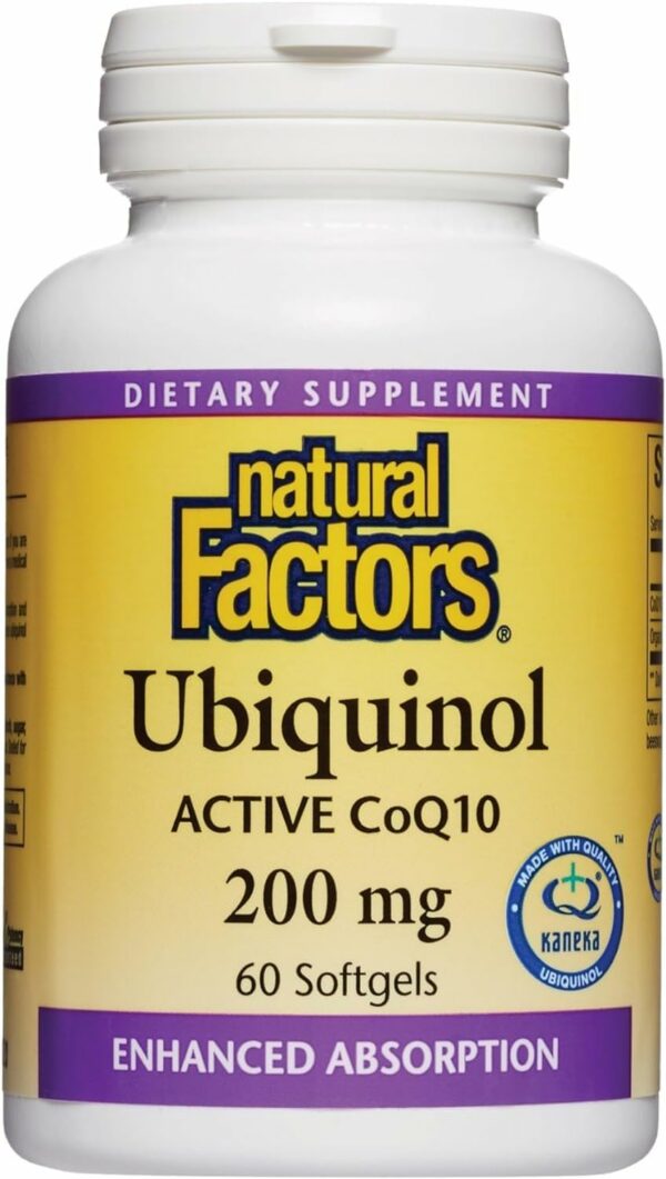 Etiqueta frontal de Natural Factors Ubiquinol 200 mg