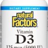 Natural Factors vitamina d3 5000 iu botella 360 softgels