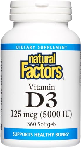 Natural Factors vitamina d3 5000 iu botella 360 softgels