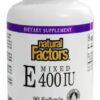 Natural Factors vitamina E mixta 400 UI 90 cápsulas blandas