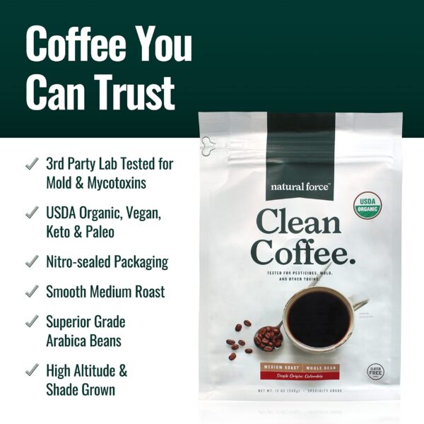 Etiqueta frontal de Natural Force Coffee