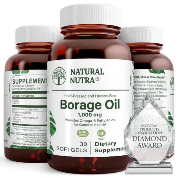 Version 1.0.0 Botella de aceite de borraja Natural Nutra con 30 cápsulas