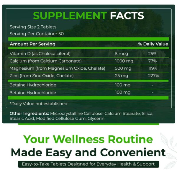 Etiqueta Calcio Magnesio Zinc D3