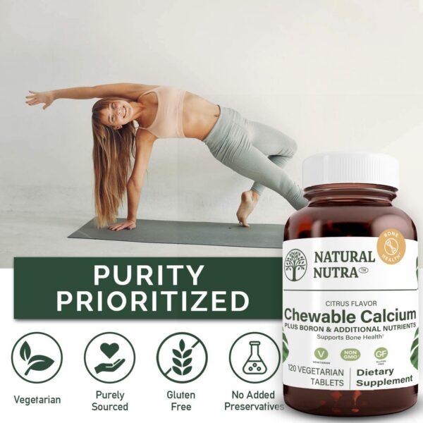 Version 1.0.0 Calcio masticable Natural Nutra en la botella