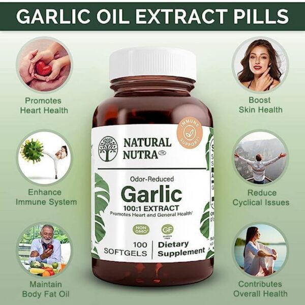 Natural Nutra cápsulas blandas aceite de ajo para salud