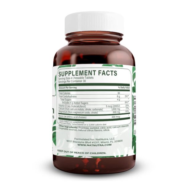 Etiqueta trasera de calcio masticable