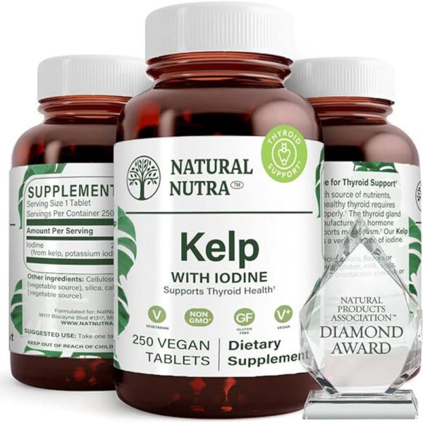 Natural Nutra Kelp Iodine frasco y etiqueta