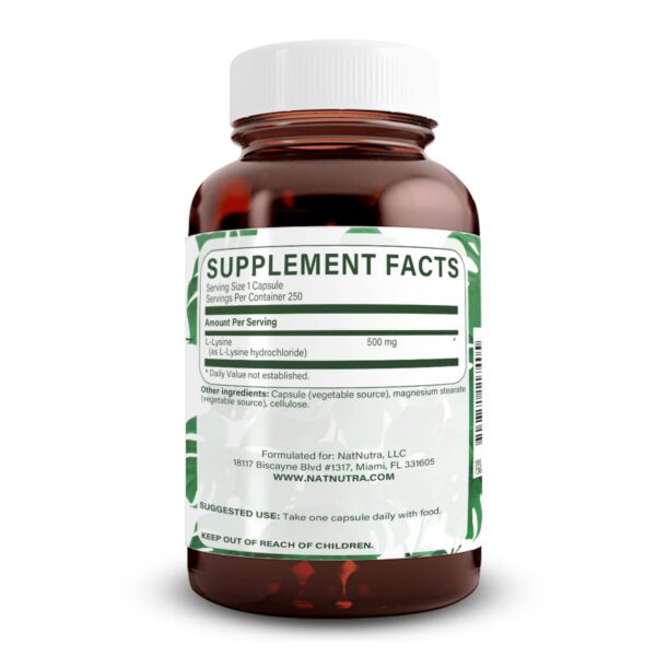 Etiqueta del producto Natural Nutra L Lysine HCl