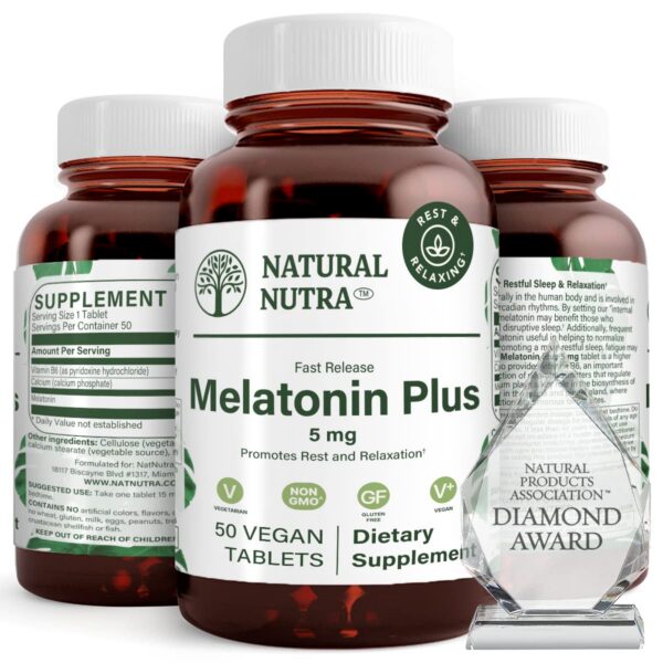 frasco de melatonina vegana natural nutra 5mg con vitamina b6