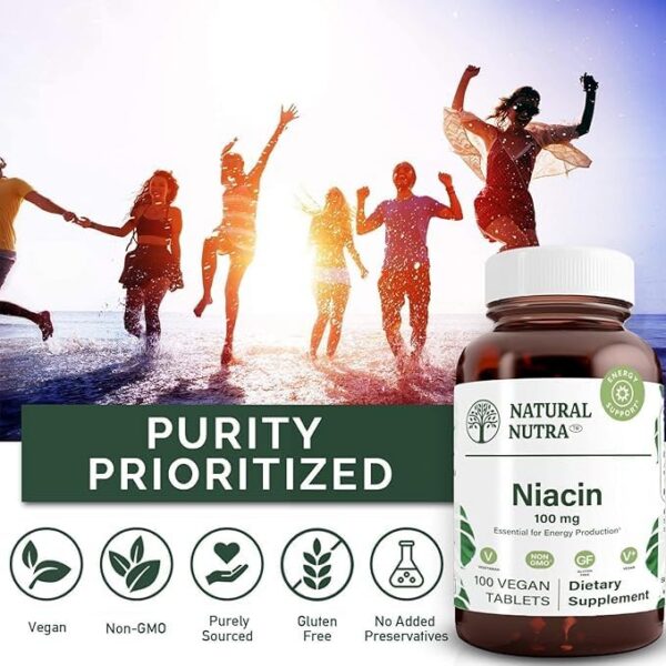 Natural Nutra Niacina 100 mg caja lateral ingredientes y beneficios