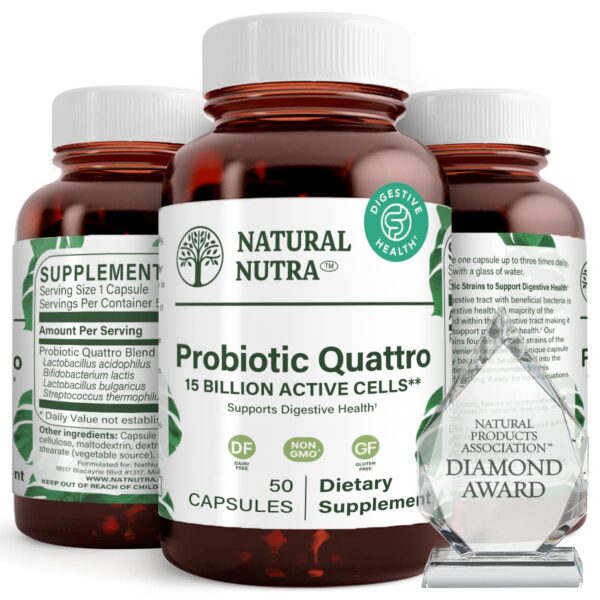 Botella Natural Nutra probiótico quattro para salud digestiva