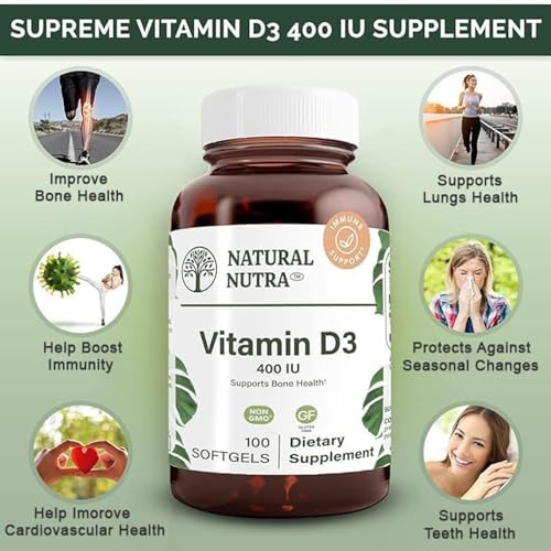 Natural Nutra suplemento vitamina D3 400 UI para salud pulmonar