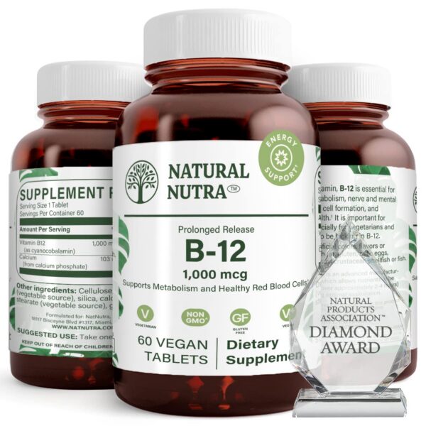 Natural Nutra vitamina b12 1000 mcg botella frontal