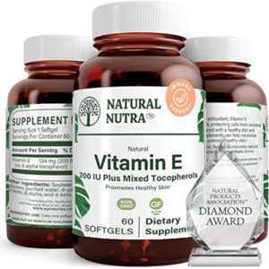 Natural Nutra vitamina E 200 UI 60 cápsulas blandas fórmula natural verde