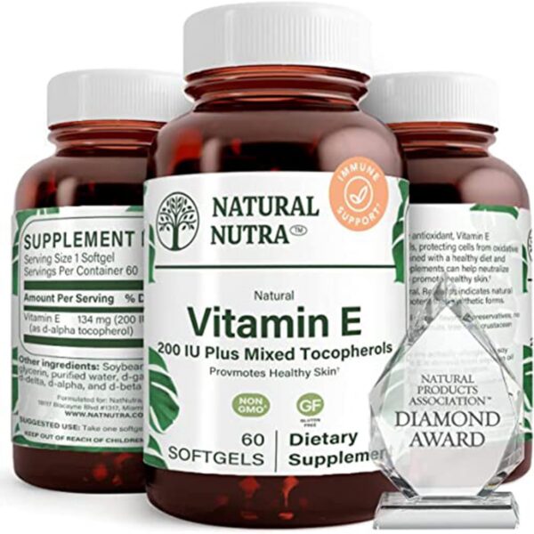 Natural Nutra vitamina E 200 UI 60 cápsulas blandas fórmula natural verde