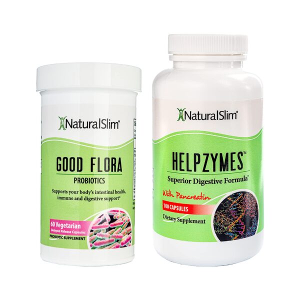 Frente de NaturalSlim Digestive Health Bundle con Good Flora y Helpzymes