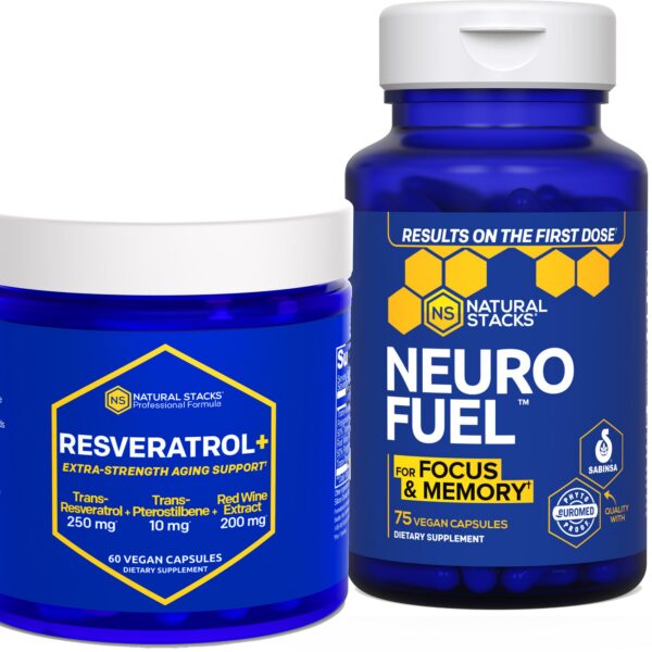 NATURAL STACKS NeuroFuel & Resveratrol+ etiqueta frontal